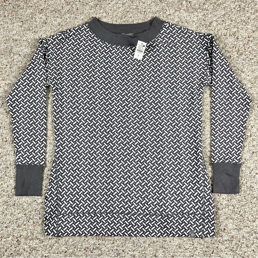 T by Talbots NEW Womens White Black 3/4 Sleeve Pullover Knit Top Cotton Petite P